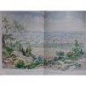 1893 MI TOULON PANORAMA VILLE PORT RADE AQUARELLE STECK