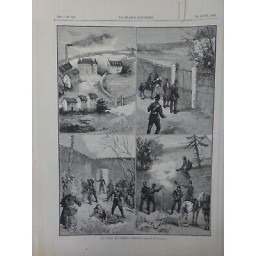 1886 FI LE CRIME DE CHATEAUVILLAIN GENDARMES TIRENT GENS DESSIN M.PAREDES