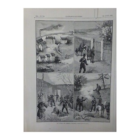 1886 FI LE CRIME DE CHATEAUVILLAIN GENDARMES TIRENT GENS DESSIN M.PAREDES