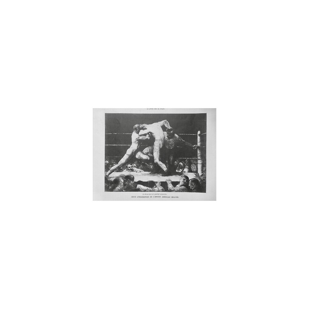 1927 I BOXE POPULAIRE RING GANT COMBAT ARBITRE LITHOGRAPHIE BELLOWS