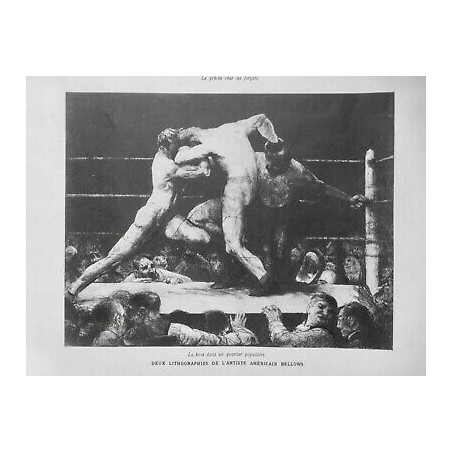 1927 I BOXE POPULAIRE RING GANT COMBAT ARBITRE LITHOGRAPHIE BELLOWS