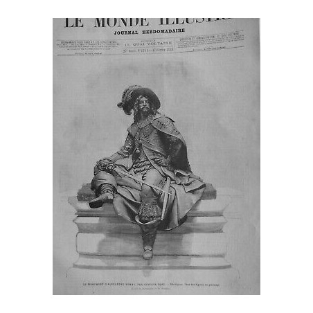 1883 ALEXANDRE DUMAS MONUMENT GUSTAVE DORE D ARTAGNAN FIGURE PIEDESTAL