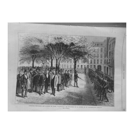 1873 UI EXERCICES MILITAIRES LYCEENS PARIS MINISTRES FUSIL