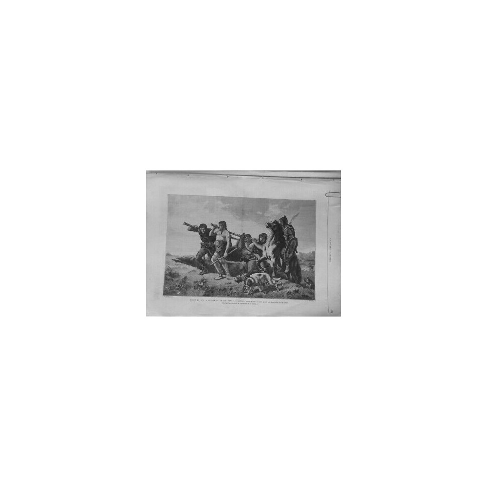 1873 UI RETOUR CHASSE GAULES LUMINAIS GOUPIL FLECHES SANGLIER