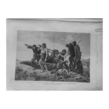 1873 UI RETOUR CHASSE GAULES LUMINAIS GOUPIL FLECHES SANGLIER