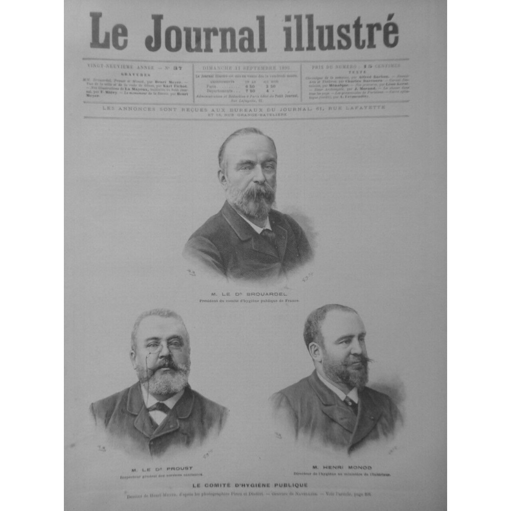 1892 VACCIN VACCINATION COMITE HYGIENNE PUBLIQUE DR.BROUARDEL PROUST HENRI MONOD