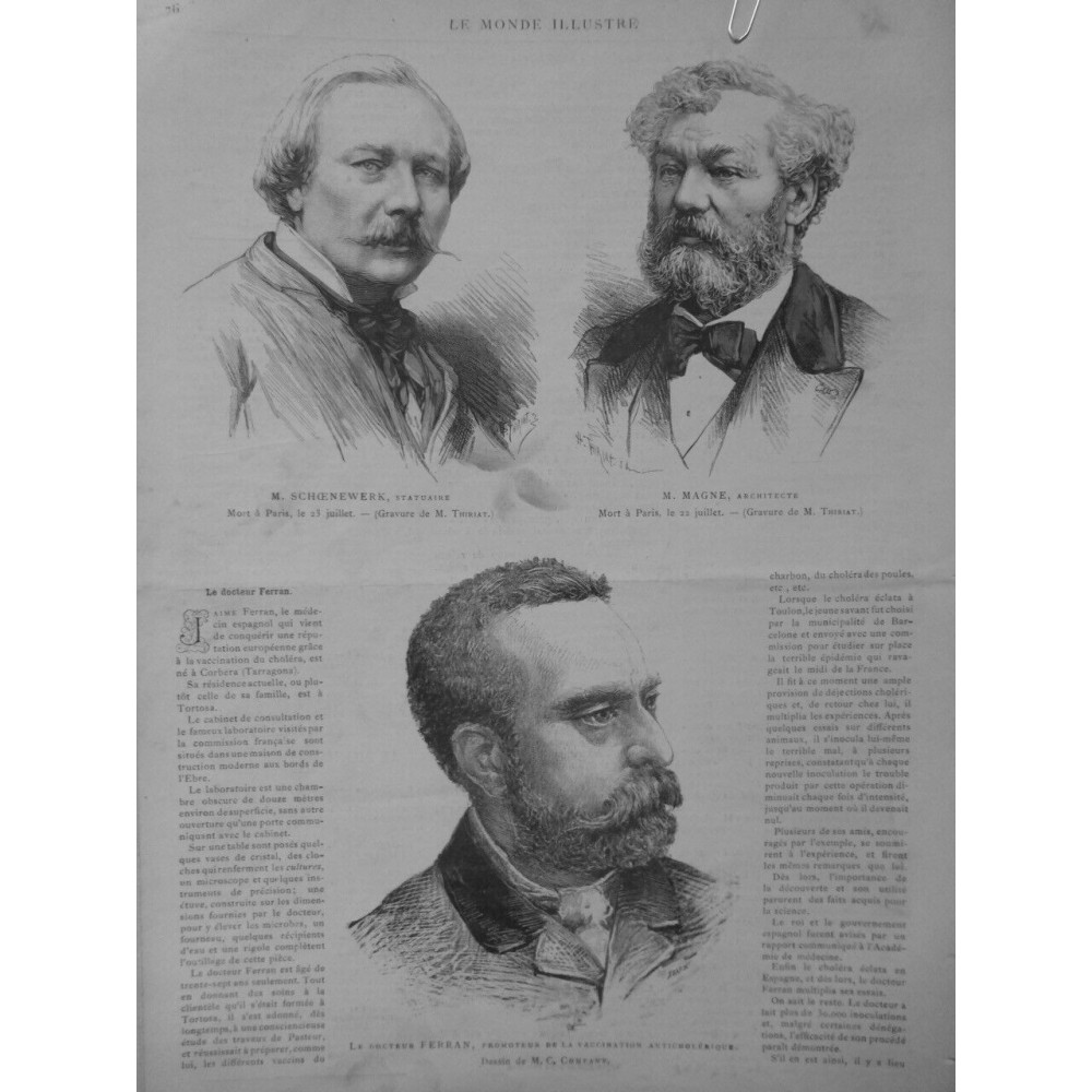 1885 MI VACCIN DR.FERRAN PROMOTEUR VACCINNATION ANTICHOLERIQUE