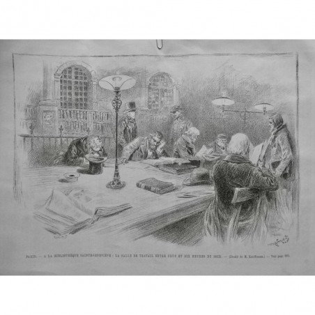 1896 UI PARIS BIBLIOTHEQUE STE GENEVIEVE SALLE TRAVAIL LECTEURE LIVRE KAUFFMANN