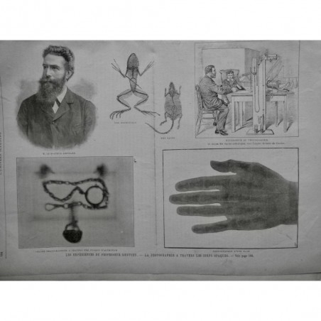 1896 UI PROFESSEUR ROENTGEN PHOTOGRAPHIE RAYON CATHODIQUE TUBE CROOKES