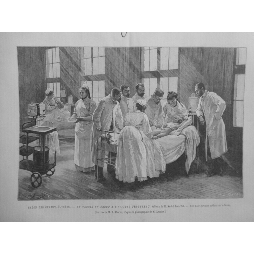 1895 UI VACCIN VACCINNATION CROUP HOPITAL TROUSSEAU TABLEAU ANDRE BROUILLET