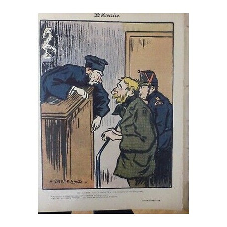 1903 JUSTICE HOMME ASSASSIN FEMME HUIT SOUS JUGE GENDARME DESSIN BERTRAND