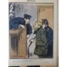 1903 JUSTICE HOMME ASSASSIN FEMME HUIT SOUS JUGE GENDARME DESSIN BERTRAND