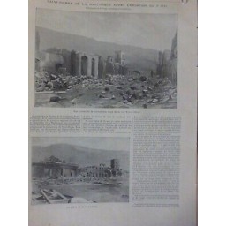 1902 MARTINIQUE SAINT PIERRE ERUPTION RUINES CATHEDRALE