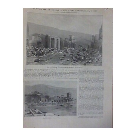 1902 MARTINIQUE SAINT PIERRE ERUPTION RUINES CATHEDRALE