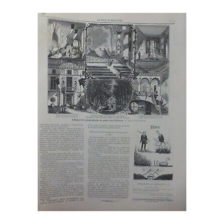 1875 FI EXPOSITION GEOGRAPHIQUE PALAIS TUILERIES DESSIN M.LIBONIS