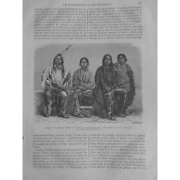 1868 INDIENS HOMMES FEMMES SIOUX DESSIN C.GILBERT