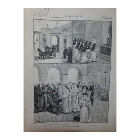 1888 FI DEPART SOEURS AUGUSTINES HOPITAL CHARITE DESSIN M.PAREDES