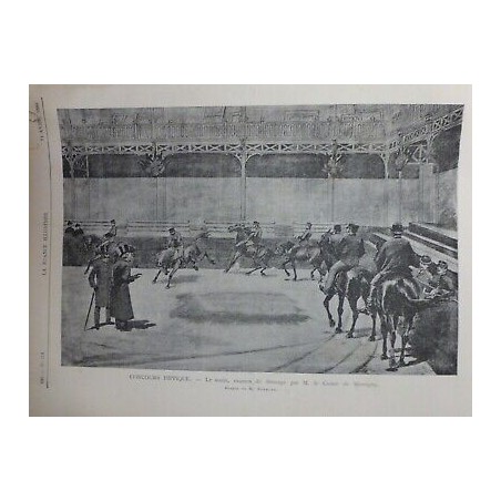 1888 FI CONCOURS HIPPIQUE EXAMEN DRESSAGE COMTE MONTIGNY DESSIN M.NEYMARK