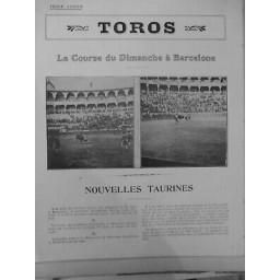 1912 TAUREAU CORRIDA BARCELONE COURSE DIMANCHE