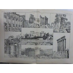 1888 FI LES RUINES DE BALBEC TURQUIE CROQUIS M.TOURNEL