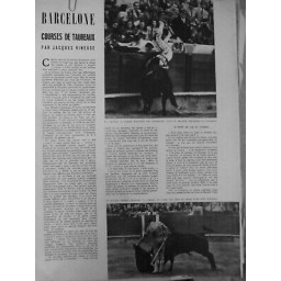 1949 TAUREAU CORRIDA BARCELONE MULETA COMBAT CHUTE