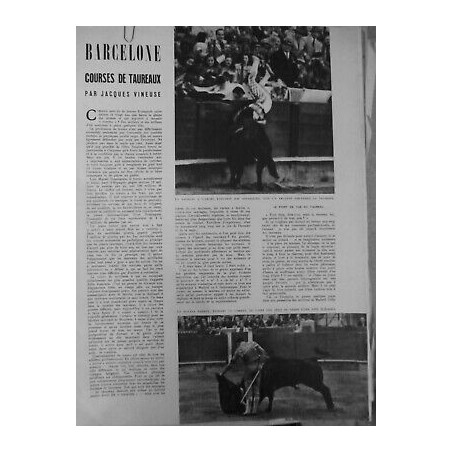 1949 TAUREAU CORRIDA BARCELONE MULETA COMBAT CHUTE