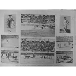 1896 TAUREAU CORRIDA NIMES ARENES ATTAQUE PICADOR