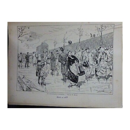 1885 FI DEPARTS CONSCRITS DESSIN M.MARTIN