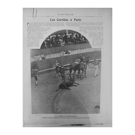 1900 TAUREAU CORRIDA ARENE PARIS-ENGHIEN CADAVRE TAUREAU