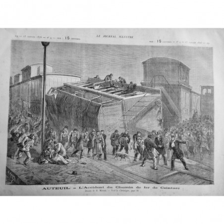 1876 JI TRAIN METRO ACCIDENT CHEMIN FER CEINTURE AUTEUIL