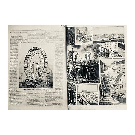 1871 1893 CHICAGO INCENDIE OURAGAN LYNCHAGE PILLARD GRANDE ROUE 2 JOURNAUX