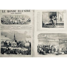 1870 GREVE CREUSOT MINE MINEUR OCCUPATION ATELIER GENDARMES 2 JOURNAUX