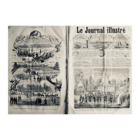 1867 CHASSE COMPIEGNE EMPEREUR AUTRICHE GOUTER GARDES GHASSE TIR 2 JOURNAUX