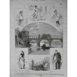 1879 MI THEATRE PORTE SAINT MARTIN MYSTERES PARIS DESSIN ADRIEN MARIE