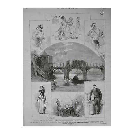 1879 MI THEATRE PORTE SAINT MARTIN MYSTERES PARIS DESSIN ADRIEN MARIE