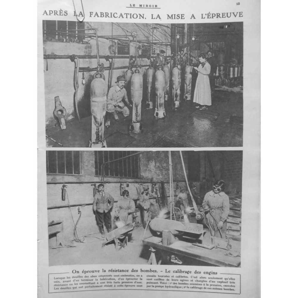 1918 GUERRE ROLE FEMMES FABRICATION MISE EPREUVE RESISTANCE BOMBES