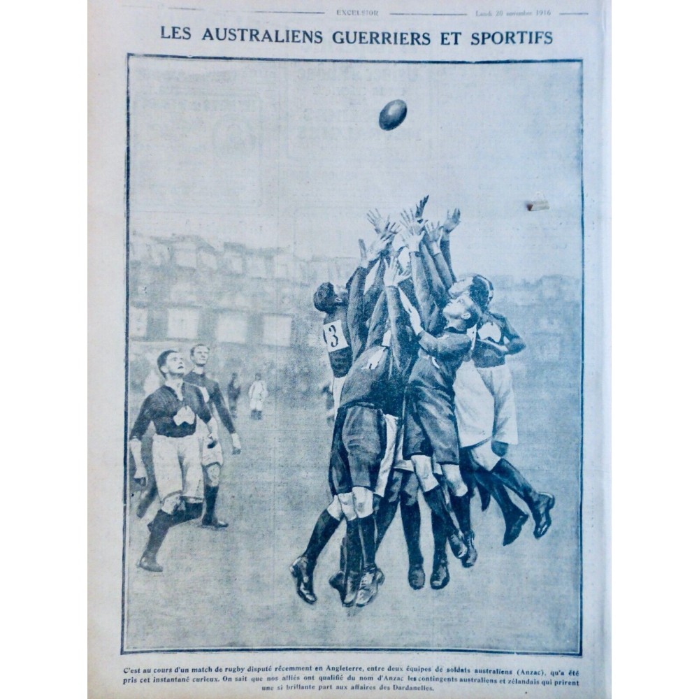 1916 AUSTRALIE MATCH RUGBY