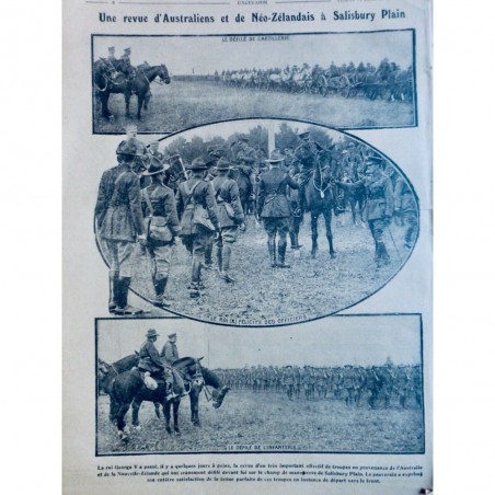 1916 AUSTRALIE REVUE NEO ZELANDAIS SALISBURY PLAIN DEFILE ROI GEORGES V