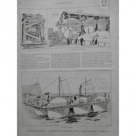 1896 UI BATEAU ROULEUR INVENTION ERNEST BAZIN ROUE MEMBRURE CHANTIER DESTEZ