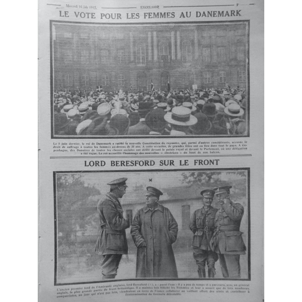 1915 FEMME GUERRE VOTE DANEMARK