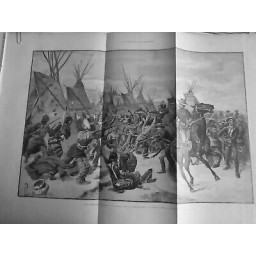 1891 MI INDIENS DERNIER COMBAT PORCUPINE CREEK DESSIN LOUIS BOMBLED