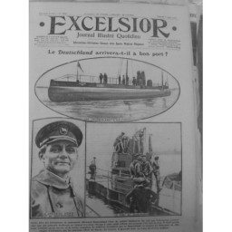 1914 1916 SOUS MARIN ALLEMAND DEUTCSCHLAND BALTIMORE 3 JOURNAUX