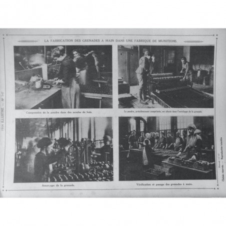 1917  GUERRE FEMMES FABRICATION GRENADES MAIN USINE MUNITIONS