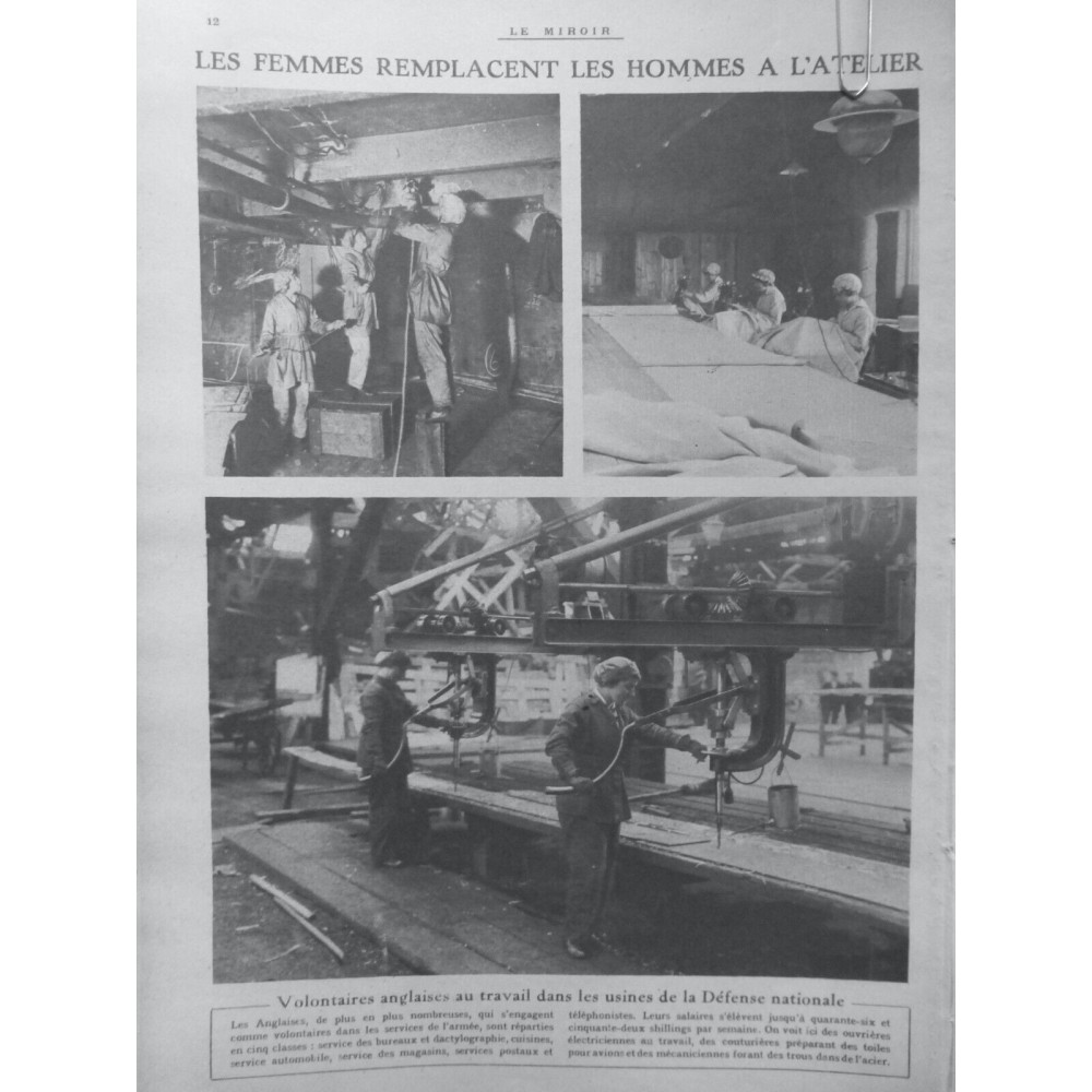 1917  GUERRE FEMMES VOLONTAIRES ANGLAISES TRAVAILLENT USINE DEFENCE NATIONALE