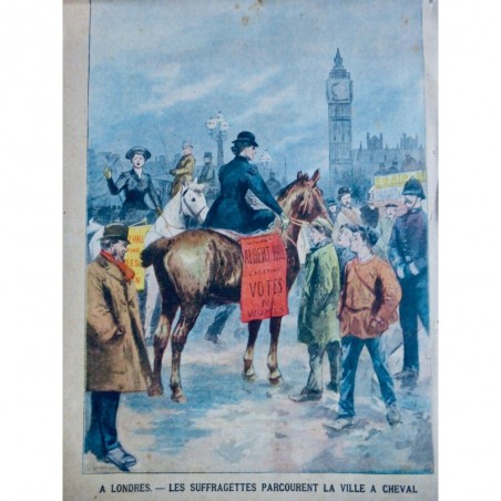 1808 FEMME FEMINISTE SUFFRAGETTES CHEVAL LONDRES