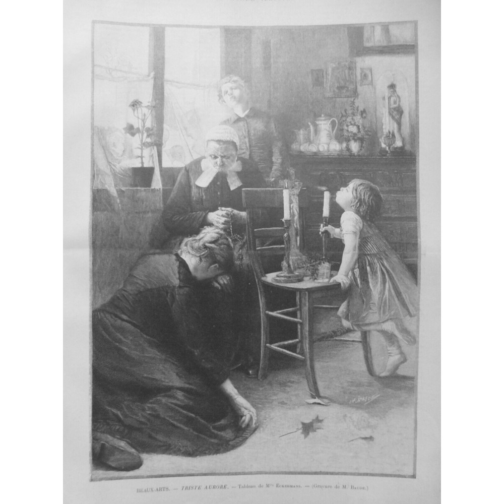 1896 FEMINISTE FEMME PEINTRE TRISTE AURORE TABLEAU MLLE. ECKERMANS