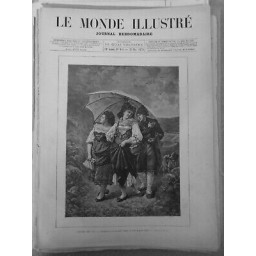 1875 SALON 1975 TABLEAU LIX PARAPLUIE FUSIL ORAGE 3 PERSONNAGES