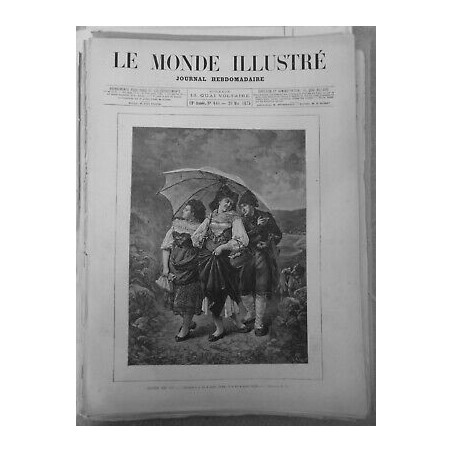 1875 SALON 1975 TABLEAU LIX PARAPLUIE FUSIL ORAGE 3 PERSONNAGES