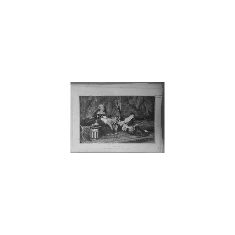 1875 MI L'ESCLAVE TABLEAU LOUIS LELOIR DESSIN PELISSIER OUDE NARGUILE