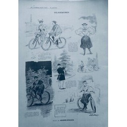 1896 VELOCIPEDE VELO CYCLISTE VELOCEWOMEN TENUE CULOTTE DESSIN EDWARD